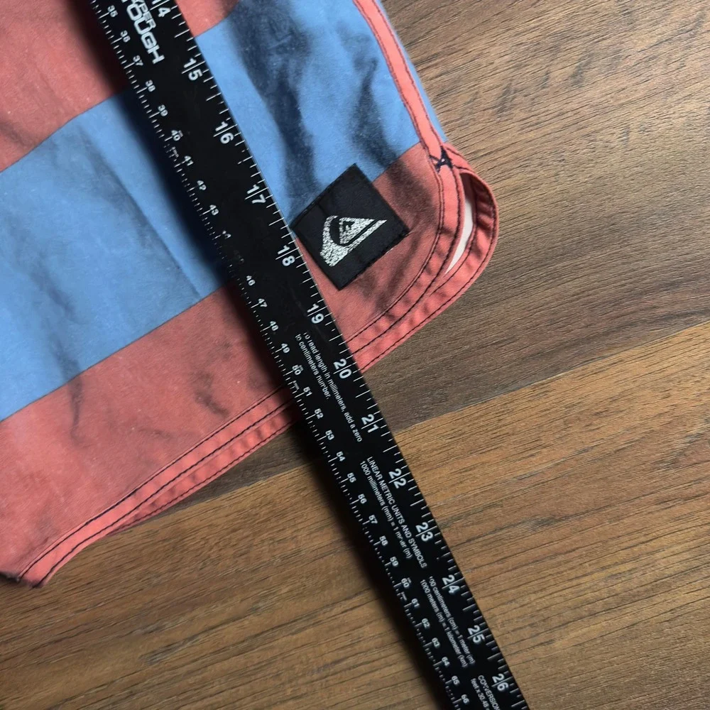 Quiksilver Mens Striped Checkered Board Shorts‎ Blue Coral Size 29 Surf Trunks